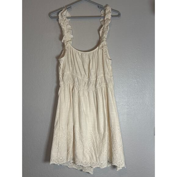 Old Navy Waist-Defined Ruffle Mini Dress Womens XL Beige Cream Fairy Cottage - Picture 4 of 10